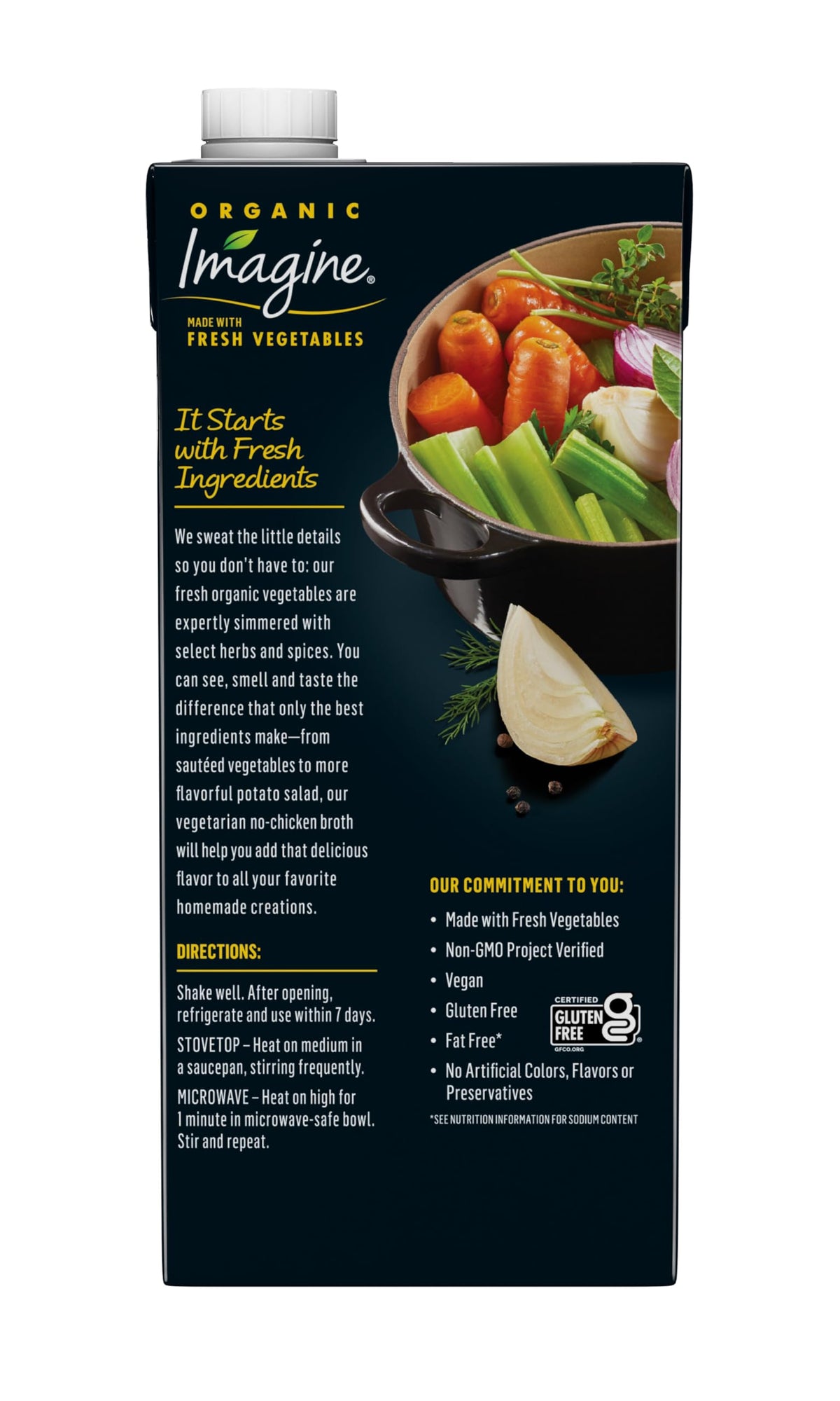 Imagine Organic Vegetarian No-Chicken Broth, 32 fl oz (Pack of 6) – Gluten Free & Vegan