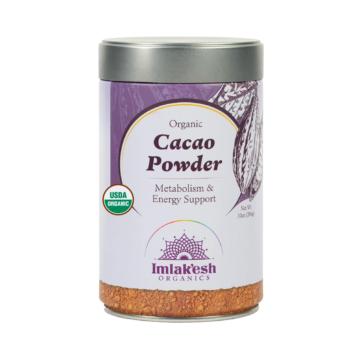 Imlak'esh Organics Cacao Powder (10oz Metal Jar) – Organic Cocoa Powder for Baking & Beverages