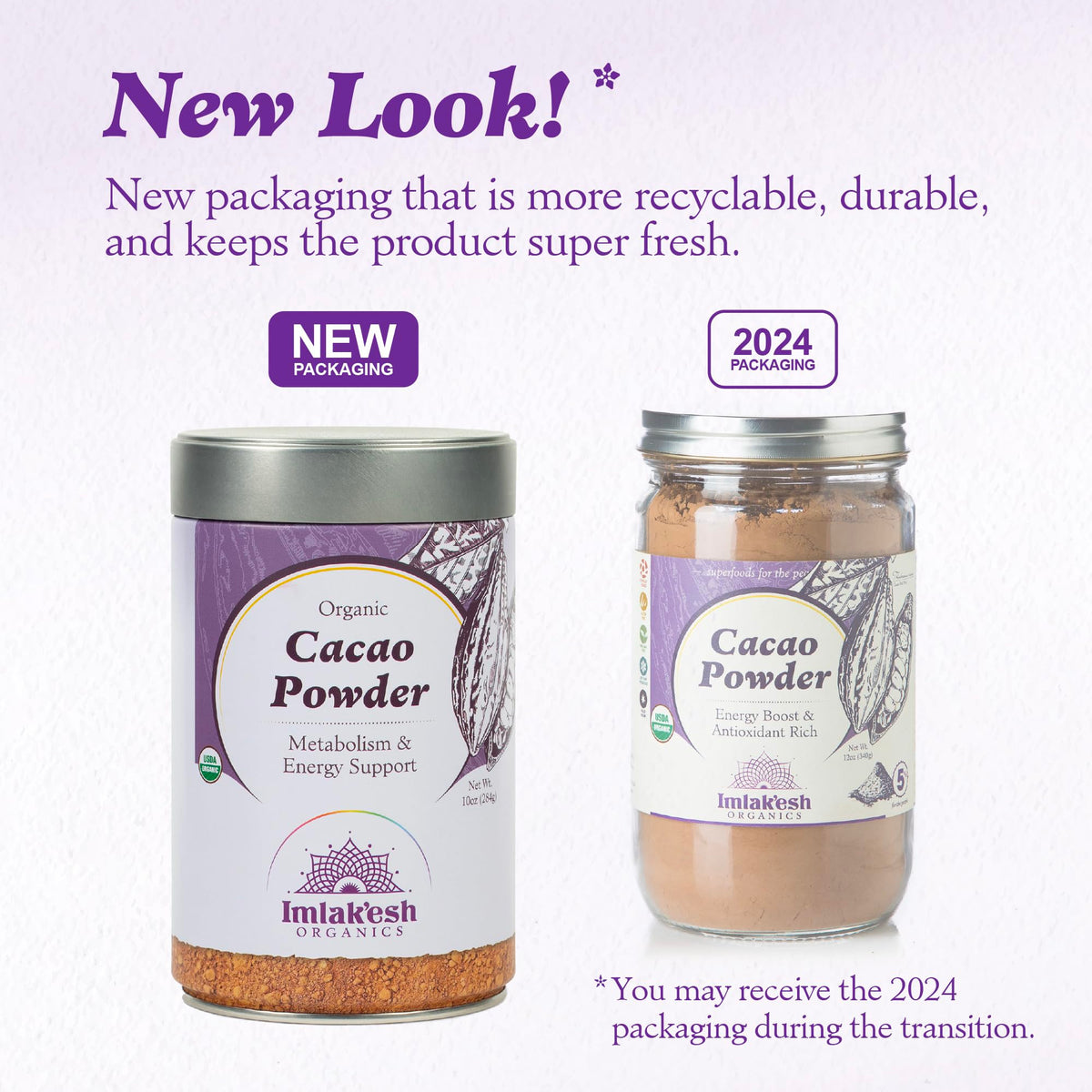 Imlak'esh Organics Cacao Powder (10oz Metal Jar) – Organic Cocoa Powder for Baking & Beverages