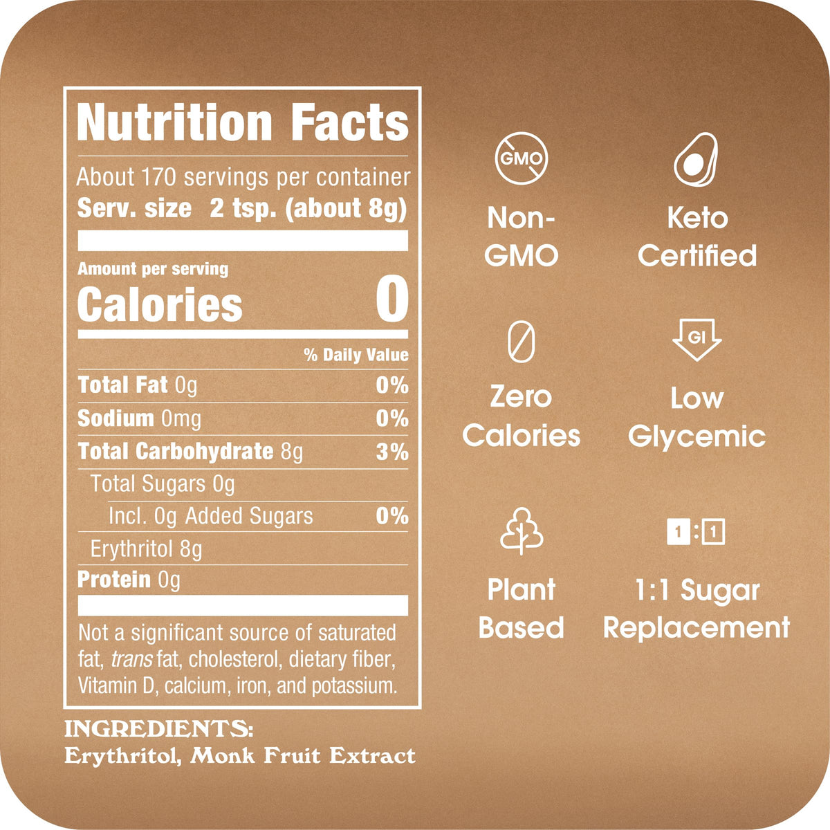 IN THE RAW Golden Monk Fruit 48 oz – Zero Calorie, 1:1 Sugar Substitute