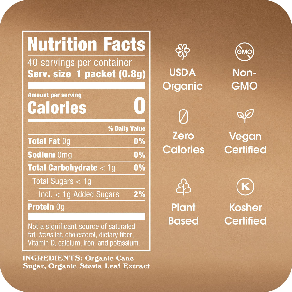 IN THE RAW Organic Stevia In The Raw – Zero Calorie Sugar Substitute, 40 Packets (6 Pack) | Vegan, Gluten-Free, Non-GMO