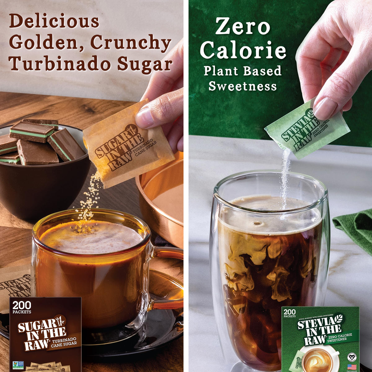 In the Raw Sugar & Stevia Bundle – 200 Turbinado Packets + 200 Stevia Packets