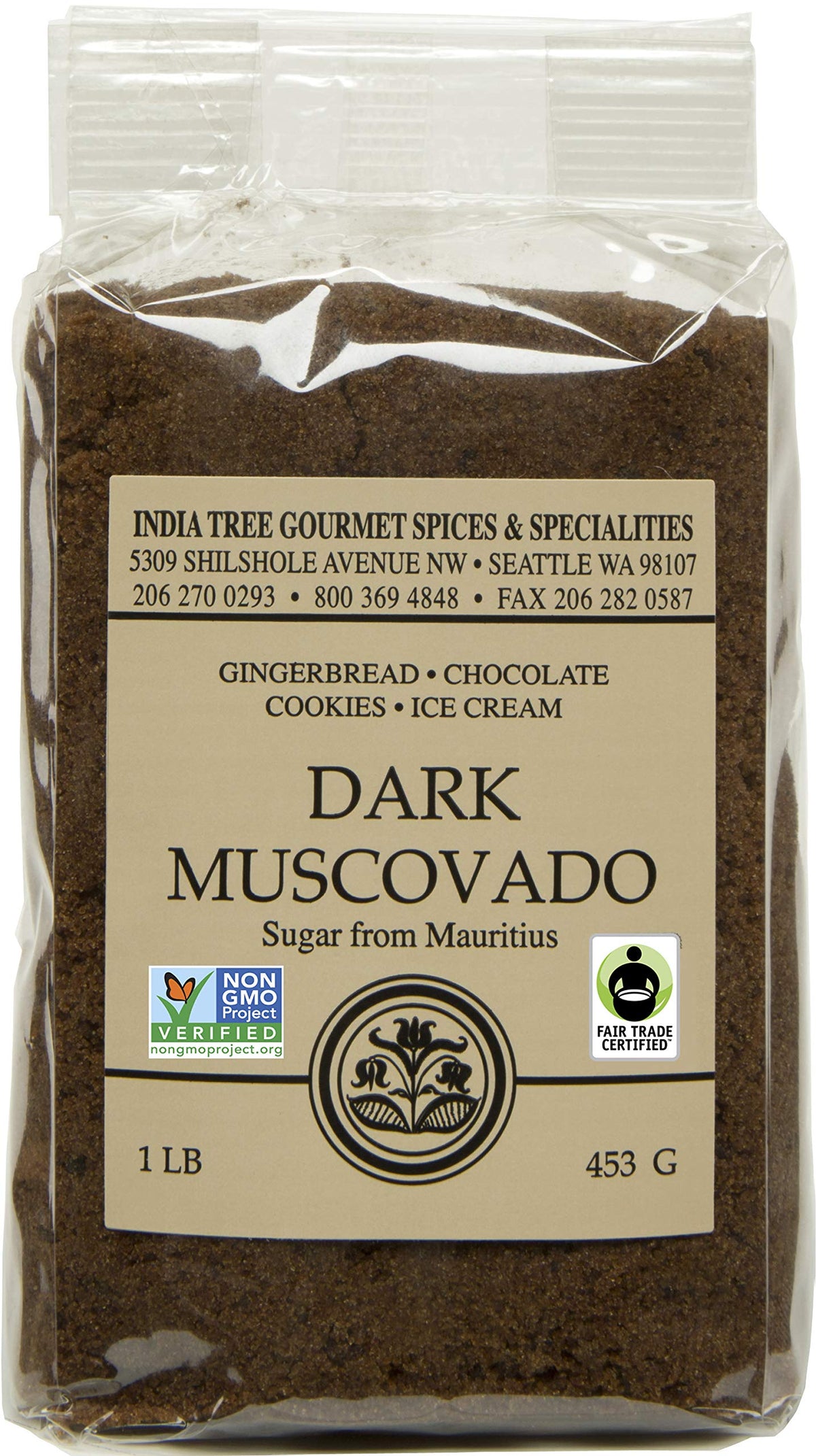 India Tree Dark Muscovado Sugar – Pack of 4 x 1 lb | Rich Molasses Flavor