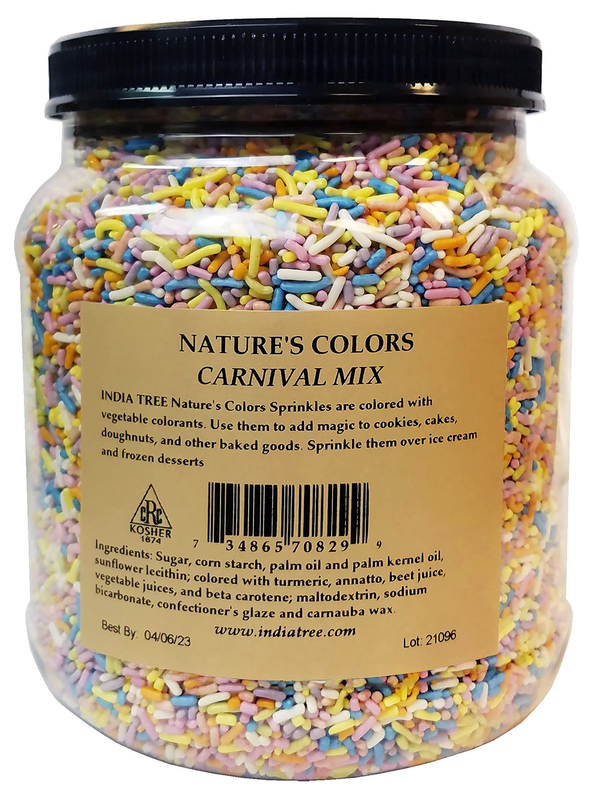 Pastel Rainbow Sprinkles – Dye-Free, Allergen-Free, Plant-Based Colors | 2.9 lb Canister | India Tree Nature’s Colors