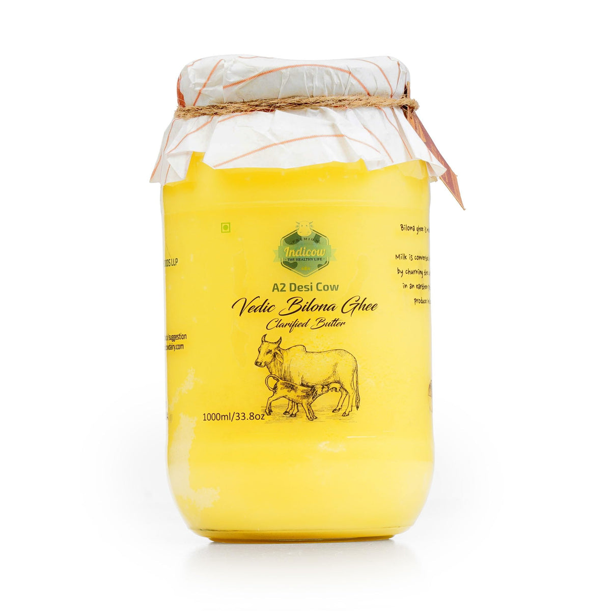 Indicow A2 Desi Sahiwal Ghee – Grass-Fed, Lab-Tested 1000ml