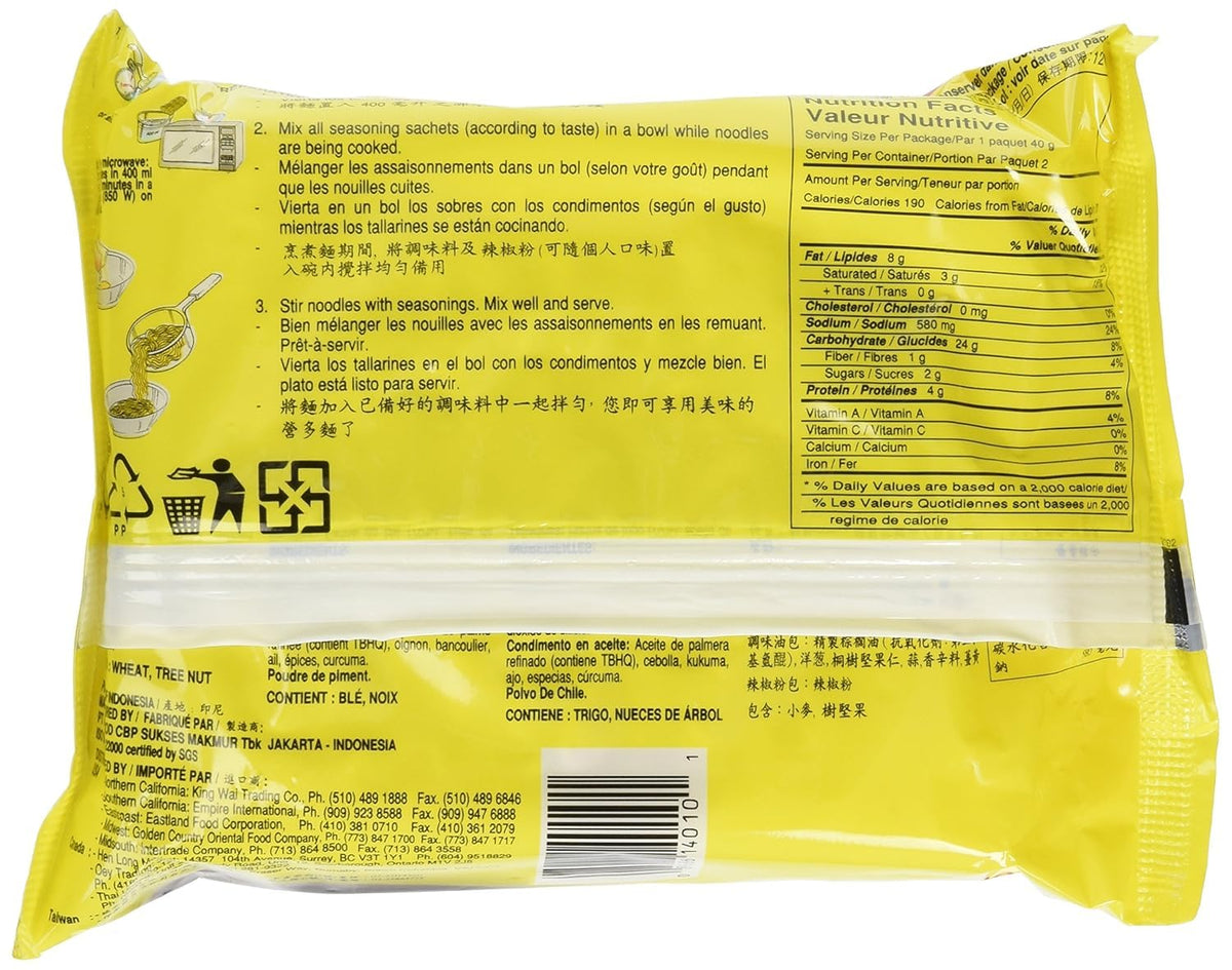 Indomie Instant Noodles Soup Chicken Curry Flavor — Case of 30 Bags (2.82 oz each)