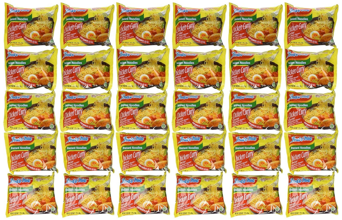 Indomie Instant Noodles Soup Chicken Curry Flavor — Case of 30 Bags (2.82 oz each)