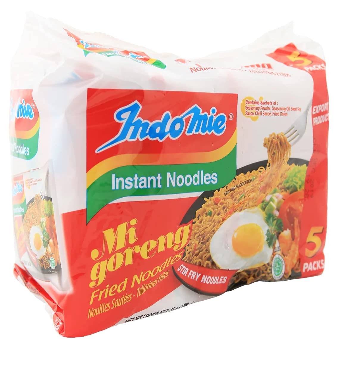 Indomie Mi Goreng Instant Stir Fry Noodles – Halal Certified, Original Flavor, 30 Packets (Pack of 6)