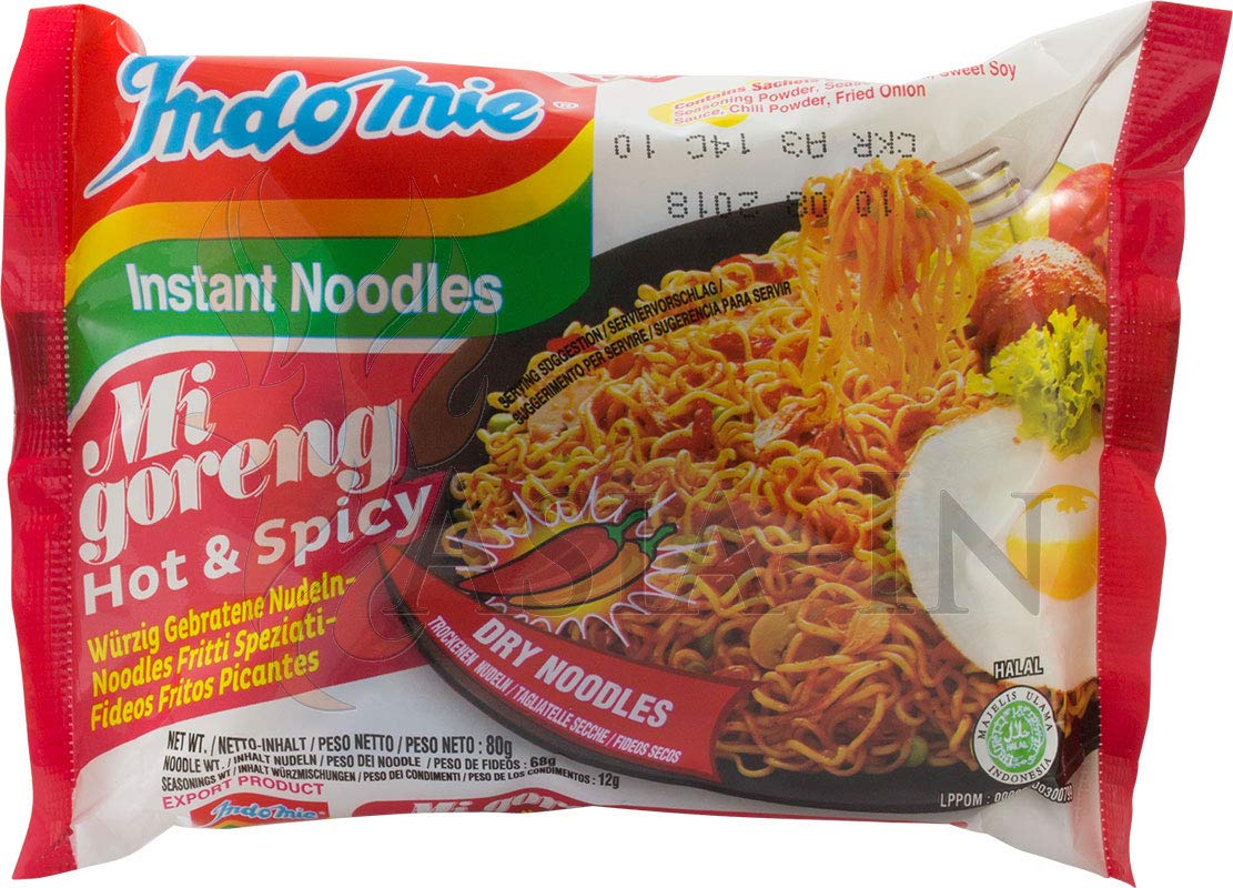 Indomie Instant Noodles – Halal Mi Goreng, Hot & Spicy Stir Fry (Pack of 30)