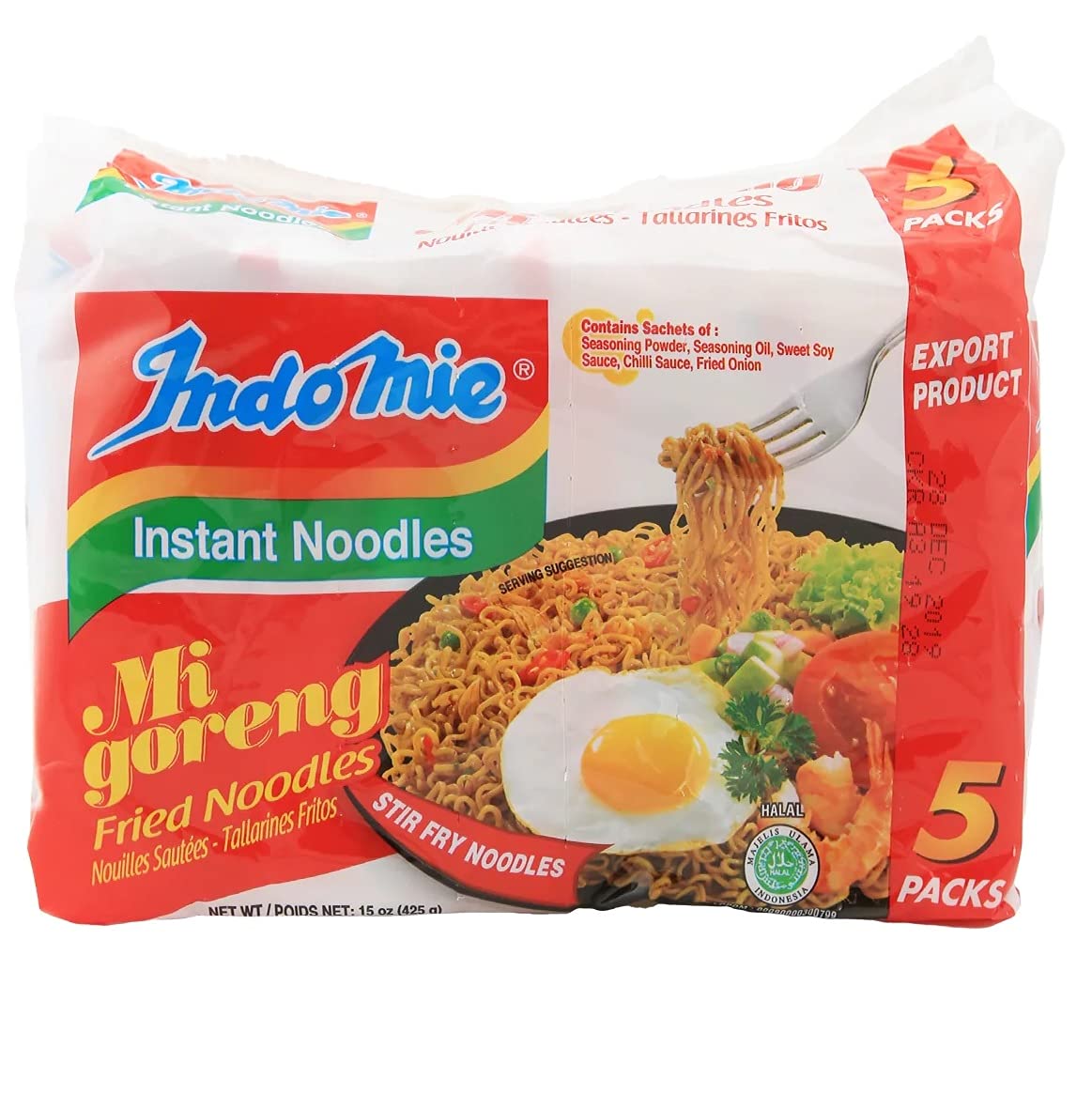 Indomie Mi Goreng Instant Stir Fry Noodles – Halal Certified, Original Flavor, 30 Packets (Pack of 6)