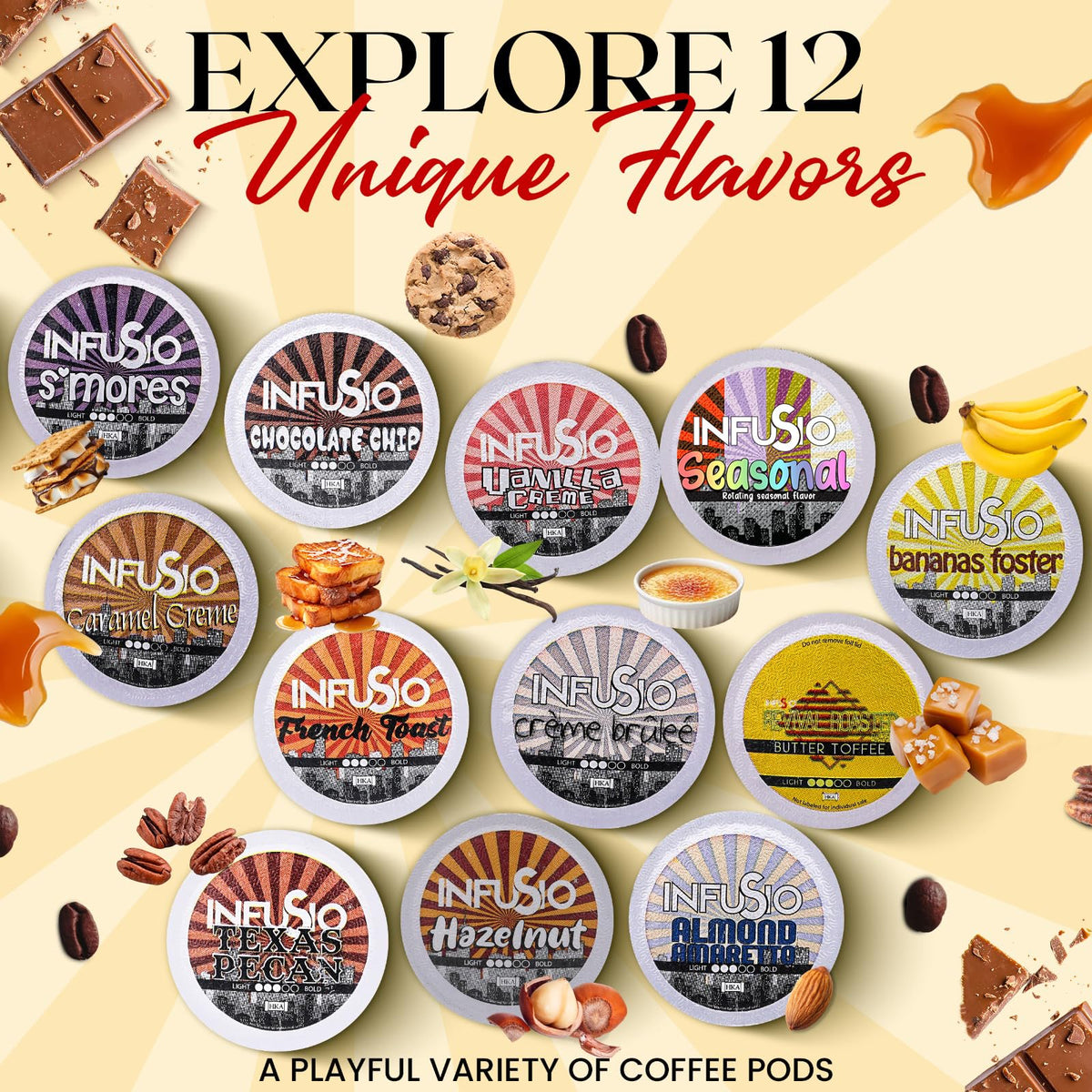 InfuSio Texas Pecan Coffee Pods – 96-Count, Keurig K-Cup Compatible, Premium Roasted