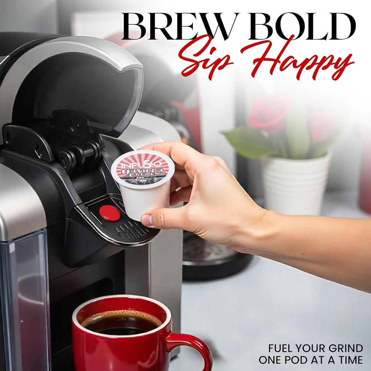 InfuSio Flavored Coffee Pods Variety Pack – 48 Cups, 12 Gourmet Medium Roast Dessert-Inspired Flavors, Keurig K-Cup 2.0 Compatible