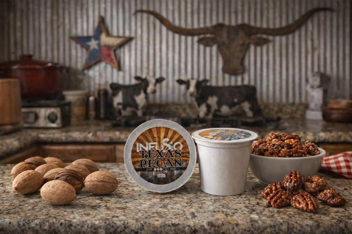 InfuSio Texas Pecan Coffee Pods – 96-Count, Keurig K-Cup Compatible, Premium Roasted