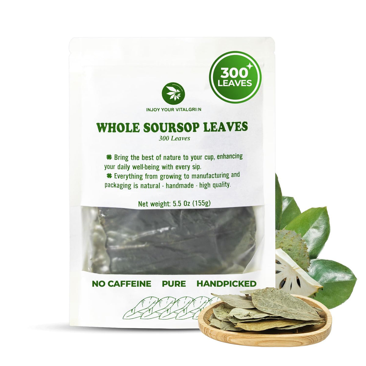 INJOY YOUR VITALGRI:N Soursop Leaf Tea – Handpicked, Caffeine-Free, Re-Steepable, 100+ Cups