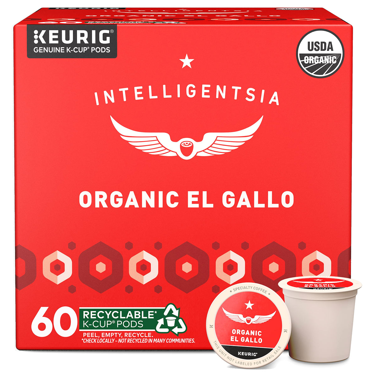Intelligentsia El Gallo Organic Light Roast K-Cup Pods – 60 Count (6 Boxes) for Keurig