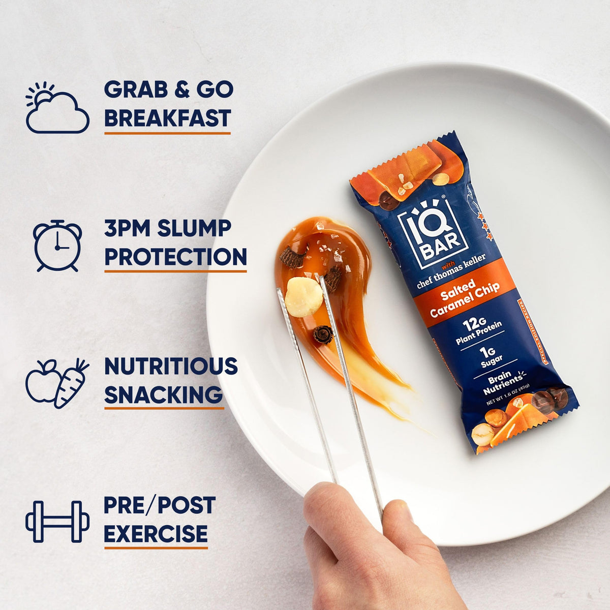 IQBAR Clean Plant Protein Bars - Salted Caramel Chip (12 Count) | Keto, Vegan, Gluten & Dairy Free