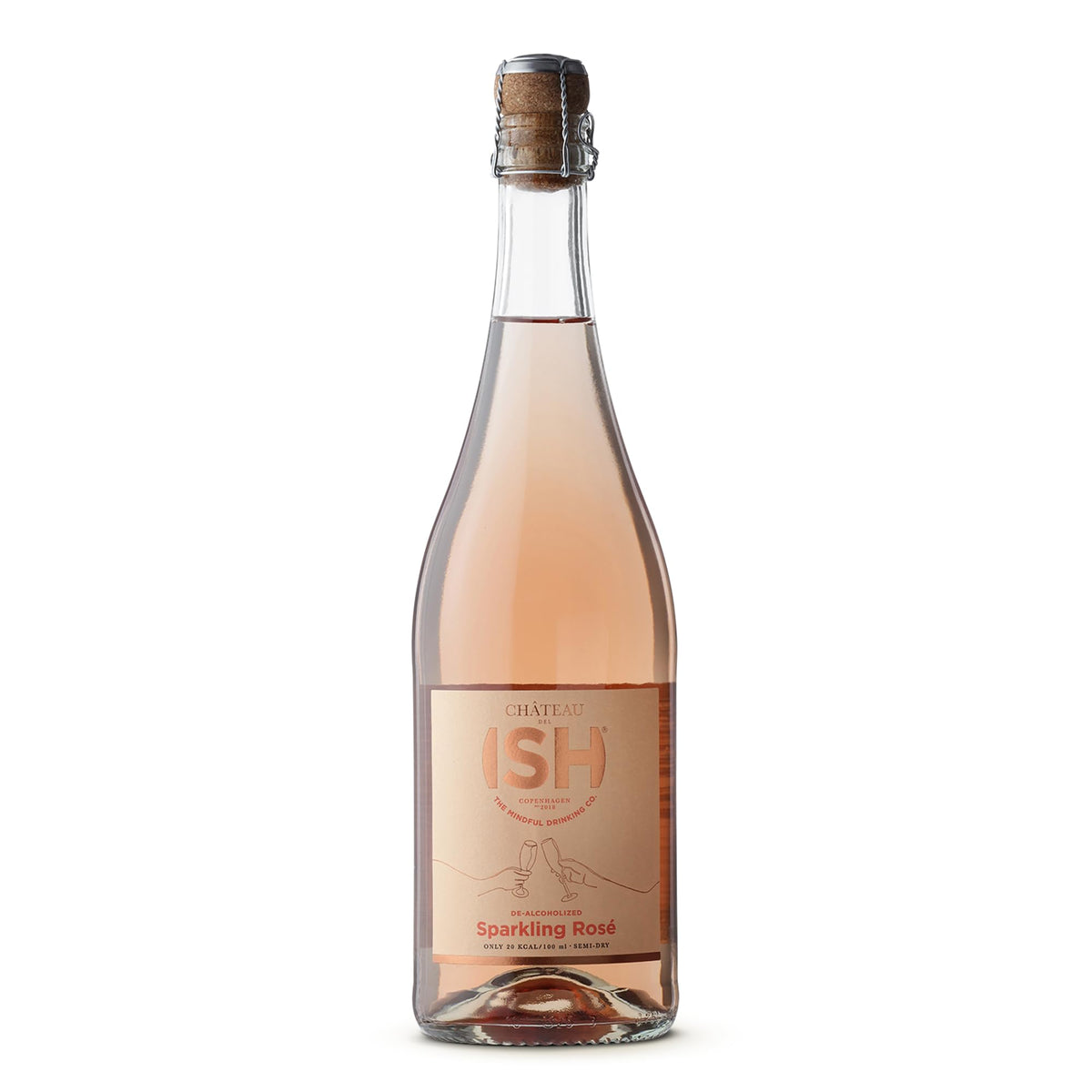 ISH Chateau del ISH Sparkling Non-Alcoholic Rosé – De-Alcoholized Pinot Noir & Merlot, Low-Cal, Gluten-Free, 750 ml