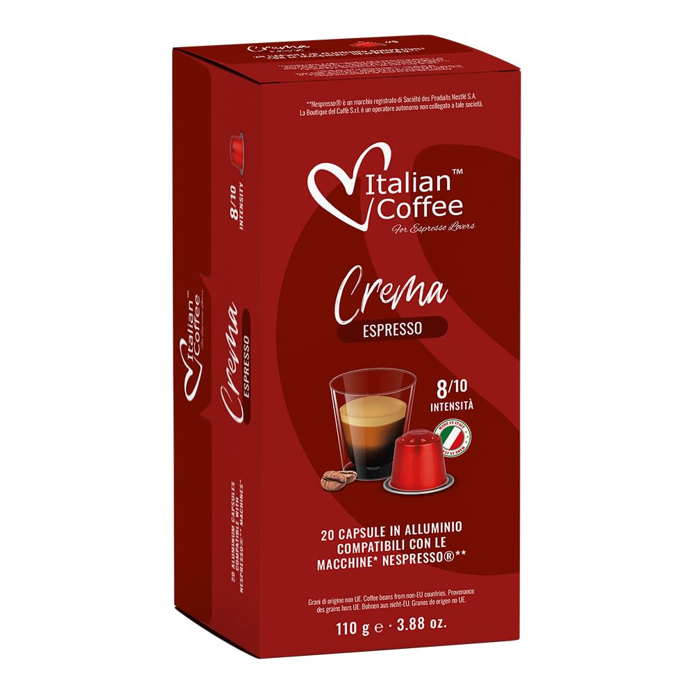 100 Italian Coffee for Espresso Lovers — Aluminum Capsules for Original Line Nespresso Machines | Crema