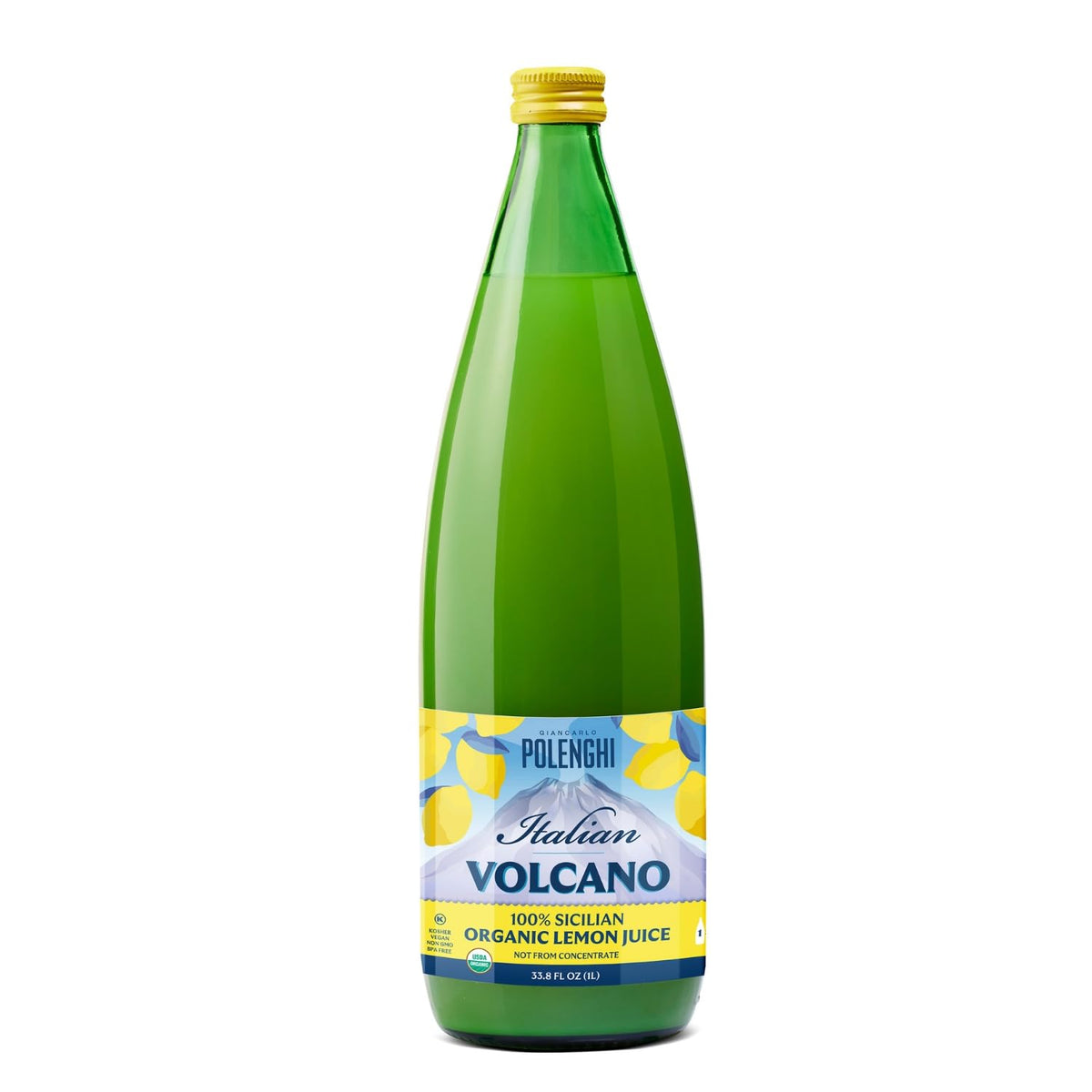 Volcano Bursts Organic Italian Lemon Juice – 1 Liter (33.8 oz) | Italian Volcano