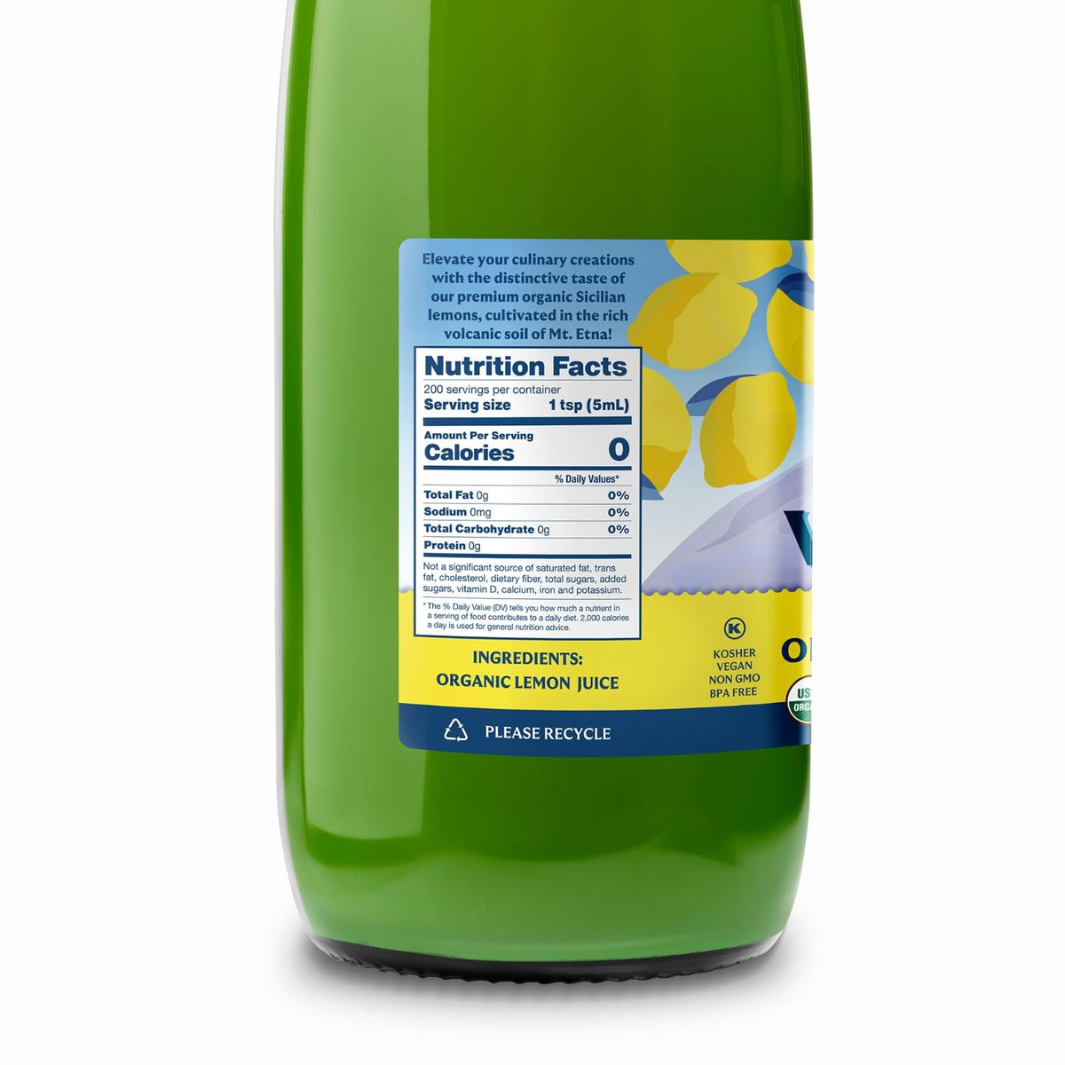 Organic Italian Volcano Lemon Juice – 2x1L Sicilian Lemons for Cooking, Baking & Beverages