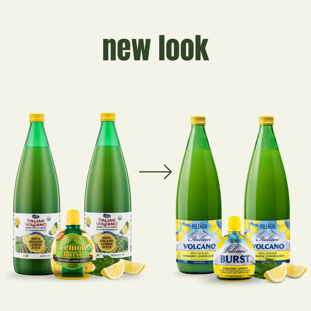 Italian Volcano Organic Lemon Juice – 2 x 33.8 oz Glass Bottles | 100% Sicilian Lemon, Certified Organic