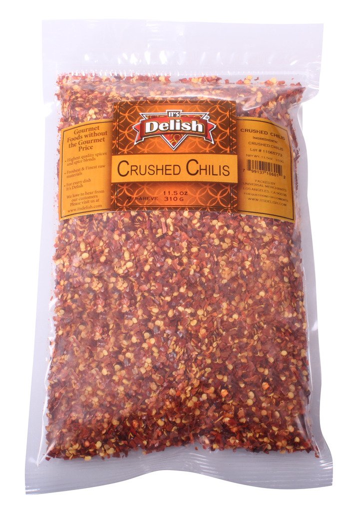 It's Delish Crushed Chilies Red Pepper Flakes – 5 Lbs Bulk Bag | Dried Chili Pepper Flakes