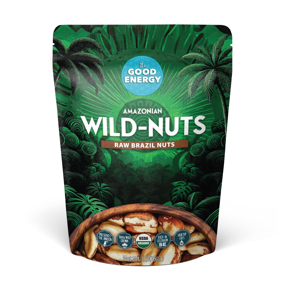 It's Good Energy Organic Brazil Wild Nuts – Raw, 16oz, Sustainably Harvested