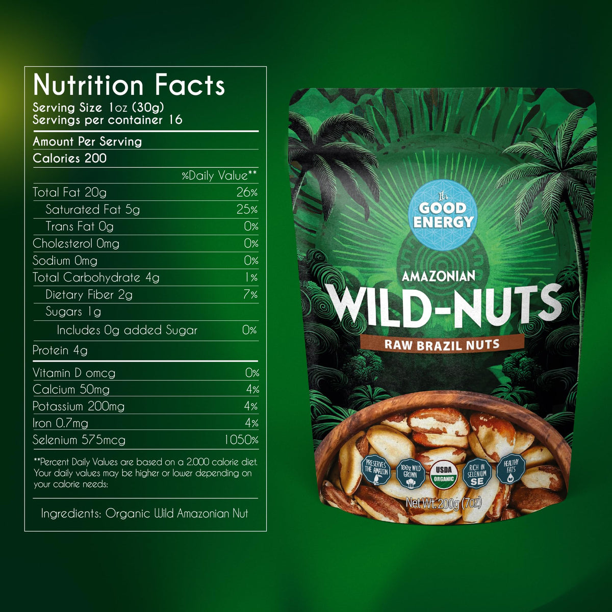 It's Good Energy Organic Brazil Wild Nuts – Raw, 16oz, Sustainably Harvested