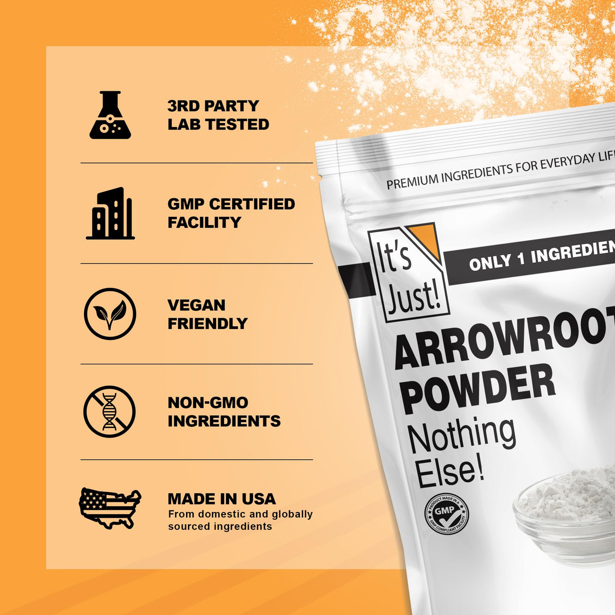 It's Just! Arrowroot Powder - Natural Thickener, Gluten-Free, Dairy-Free, Non-GMO, Cornstarch Substitute