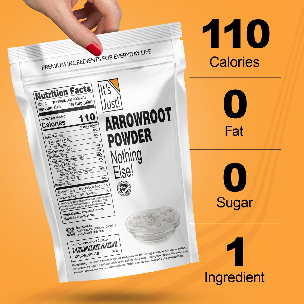 It's Just! Arrowroot Powder - Natural Thickener, Gluten-Free, Dairy-Free, Non-GMO, Cornstarch Substitute