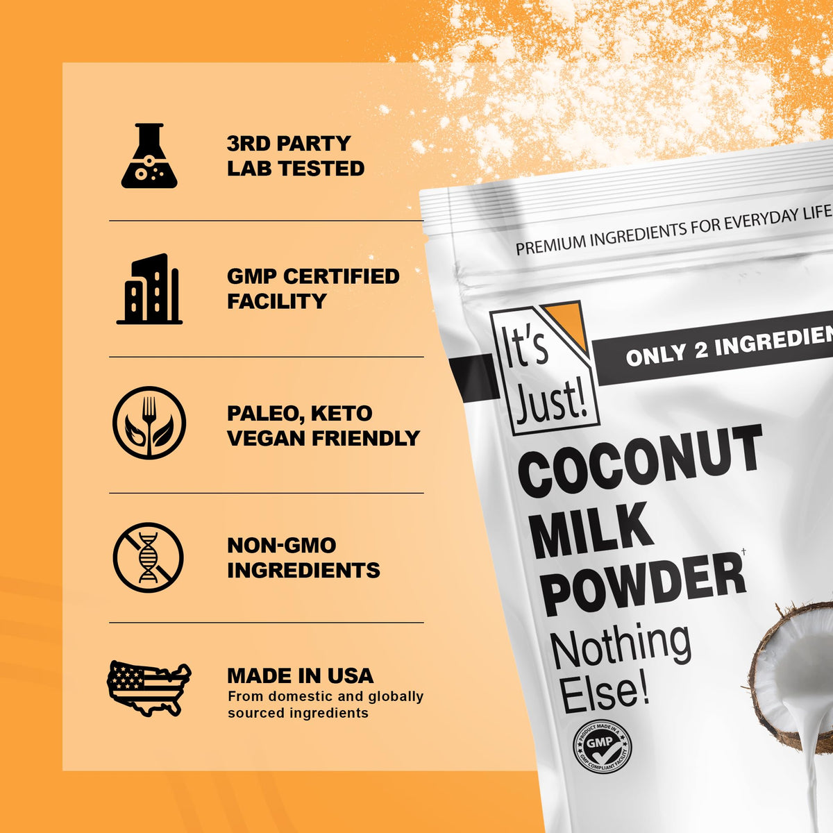 It's Just! Coconut Milk Powder – Dairy-Free, Keto Friendly, 24oz, Non-GMO, Sri Lanka