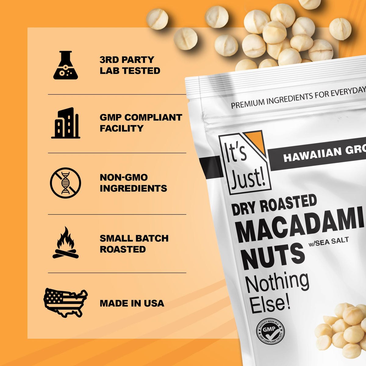 It's Just! Hawaiian Macadamia Nuts – 24oz Small-Batch, Dry-Roasted & Lightly Salted