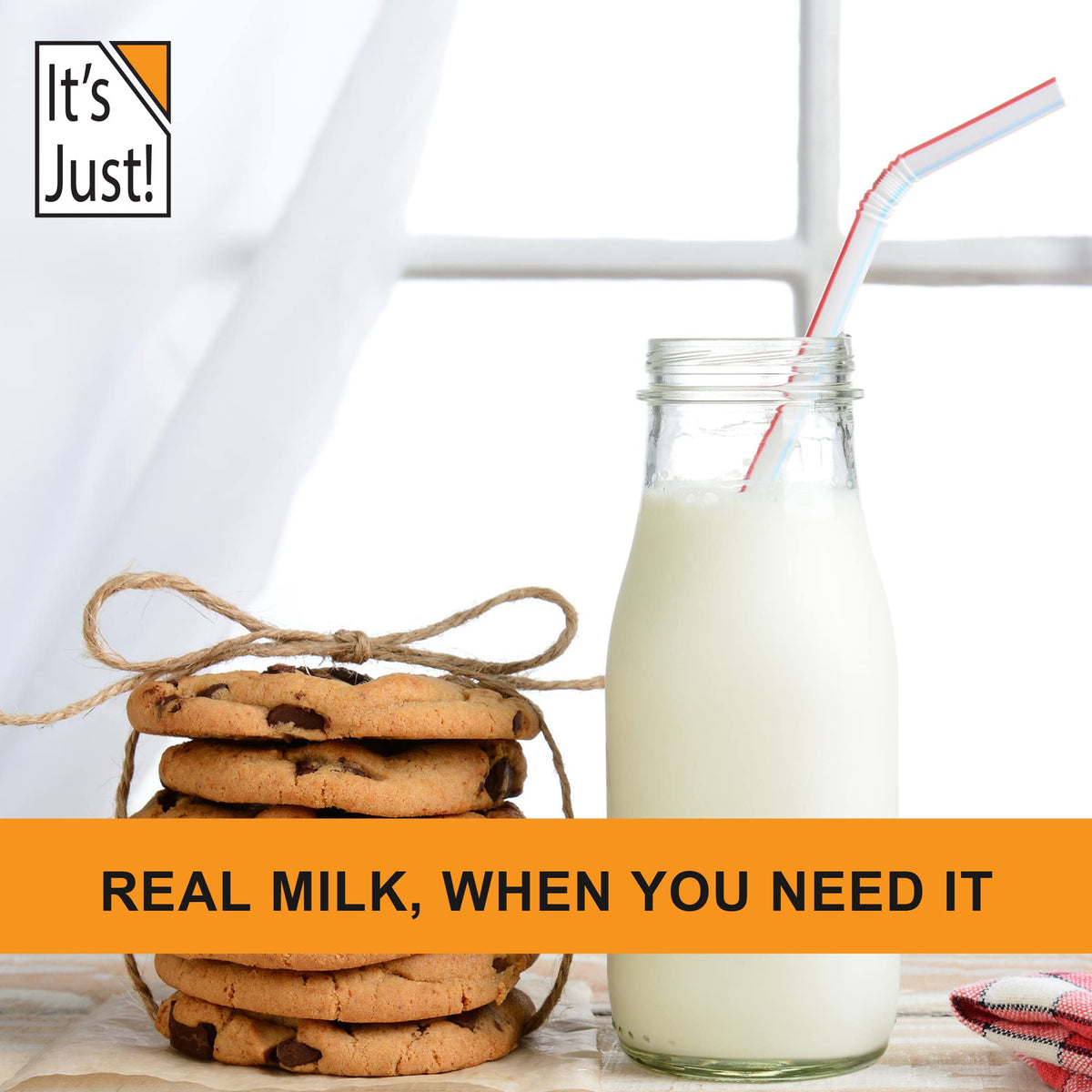 It's Just! Powdered Non-Fat Milk – Shelf-Stable, Hormone-Free, Just Add Water, Makes 1.5+ Gallons