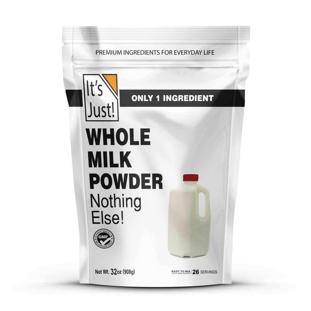 It's Just! Whole Milk Powder - 2 lbs, rBST/rBGH Free, Shelf-Stable, Made in USA