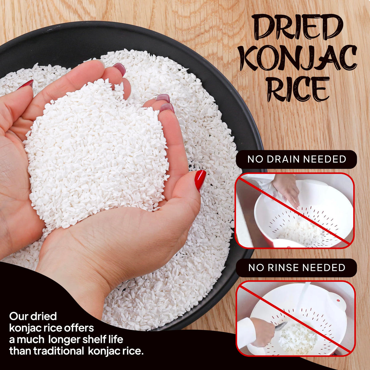 Izukappa Zen-Rice from Japan – Dry Konjac Rice, 1000 g, Low Calorie, Gluten-Free, Vegan, Ready to Eat