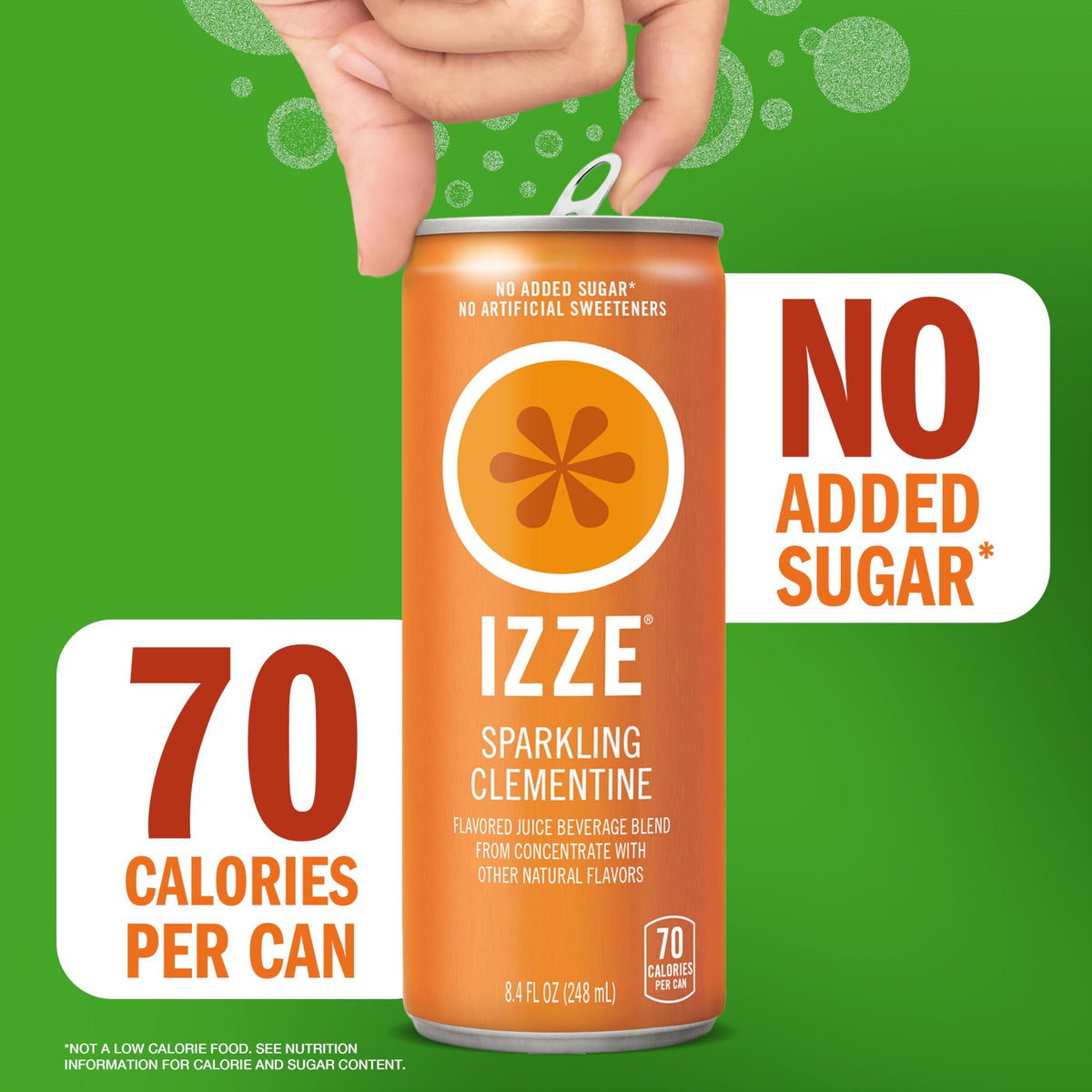 IZZE Clementine Sparkling Juice – No Sugar Added, 60% Real Fruit Juice, 8.4 oz Cans (24)