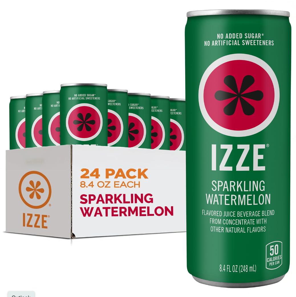 IZZE Sparkling Watermelon - No Sugar Added, Real Fruit Juice, 8.4 oz Cans, 24-Pack