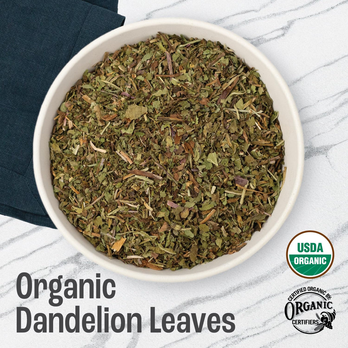 J Mac Botanicals Organic Dandelion Leaves — 16 oz, USDA Certified Organic, No Caffeine