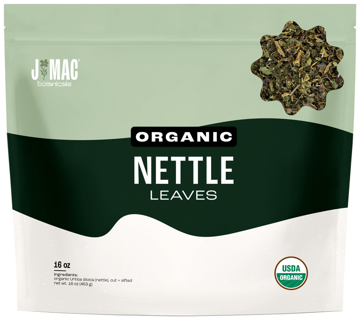 J Mac Botanicals Organic Nettle Leaf Herbal Tea – 16 oz Bulk, USDA Certified Organic