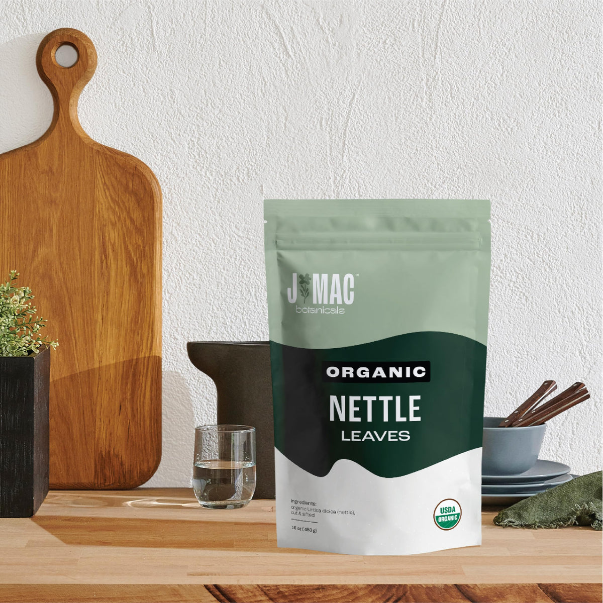 J Mac Botanicals Organic Nettle Leaf Herbal Tea – 16 oz Bulk, USDA Certified Organic