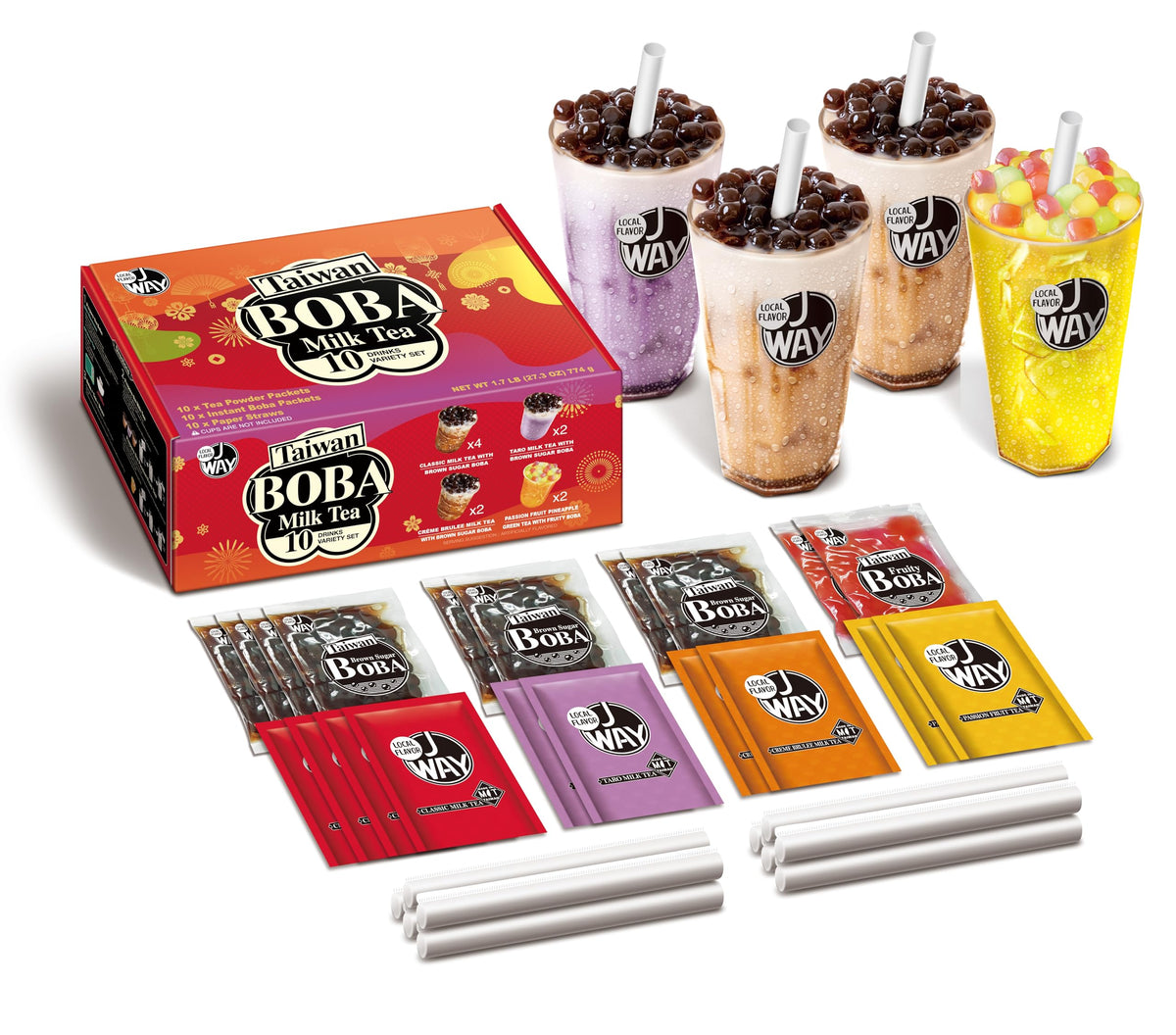 J WAY Local Flavor Instant Boba Bubble Tea Kit — Ready in Under 1 Minute