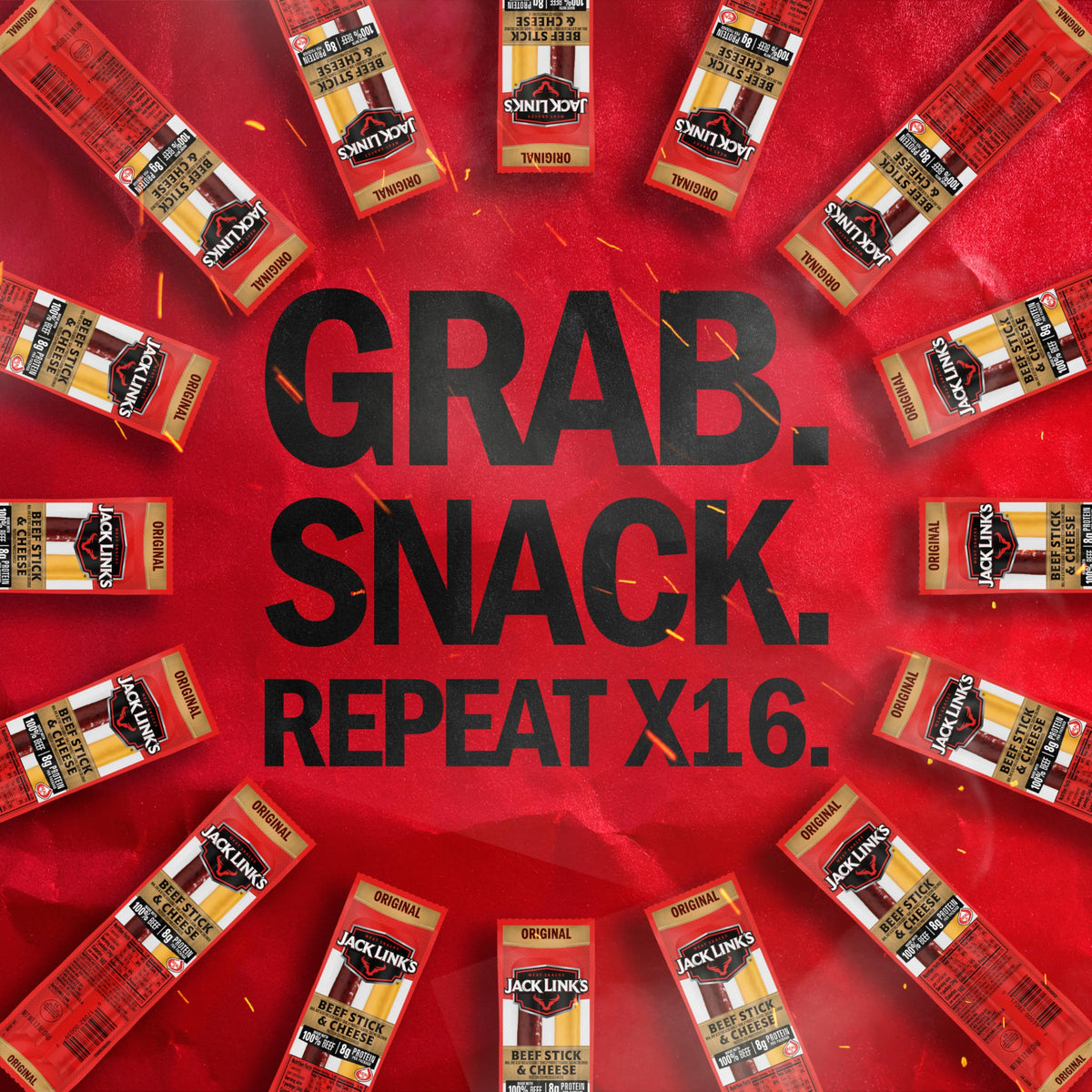 Jack Link's Original Beef Jerky & Cheese Sticks Combo - 16 Pack, 1.2 oz Each, 8g Protein