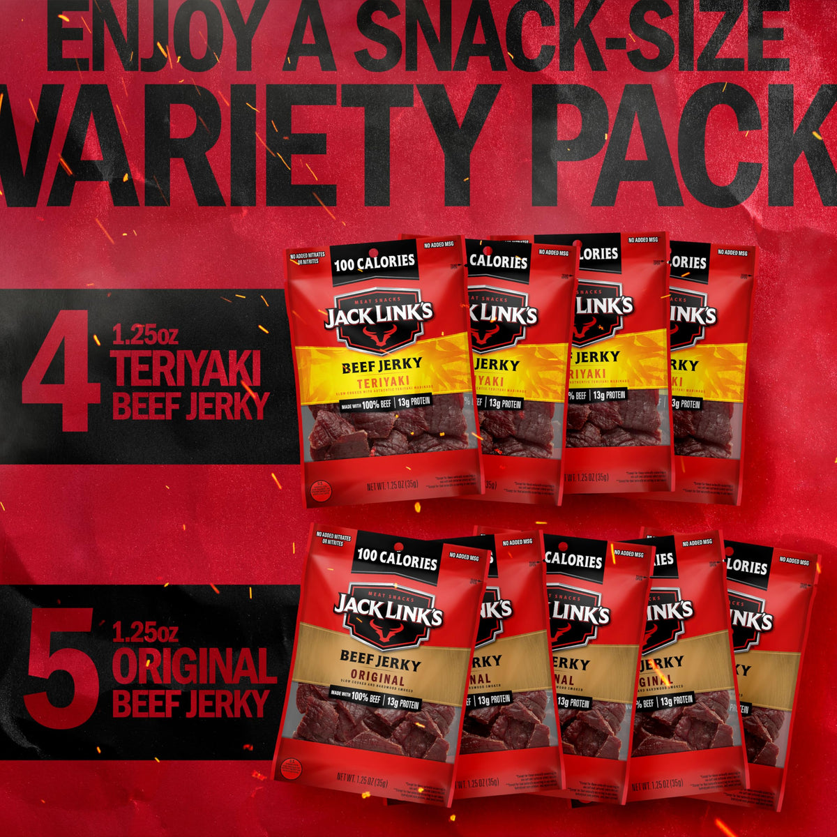 Jack Link's Beef Jerky Variety Pack – Original & Teriyaki, 9 x 1.25 oz Bags