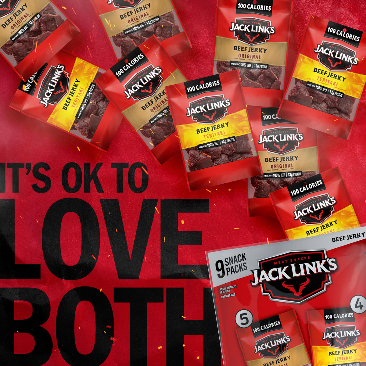 Jack Link's Beef Jerky Variety Pack – Original & Teriyaki, 9 x 1.25 oz Bags