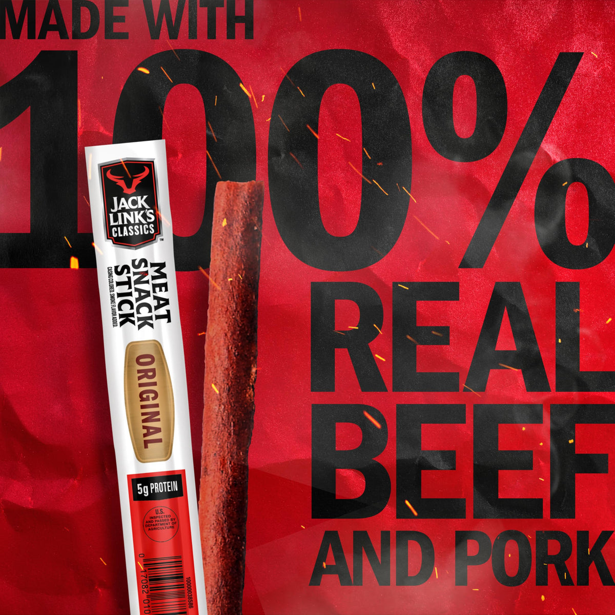 Jack Link's Classics Original Jerky Sticks – Beef & Pork, 20 Count, 0.8 oz Each