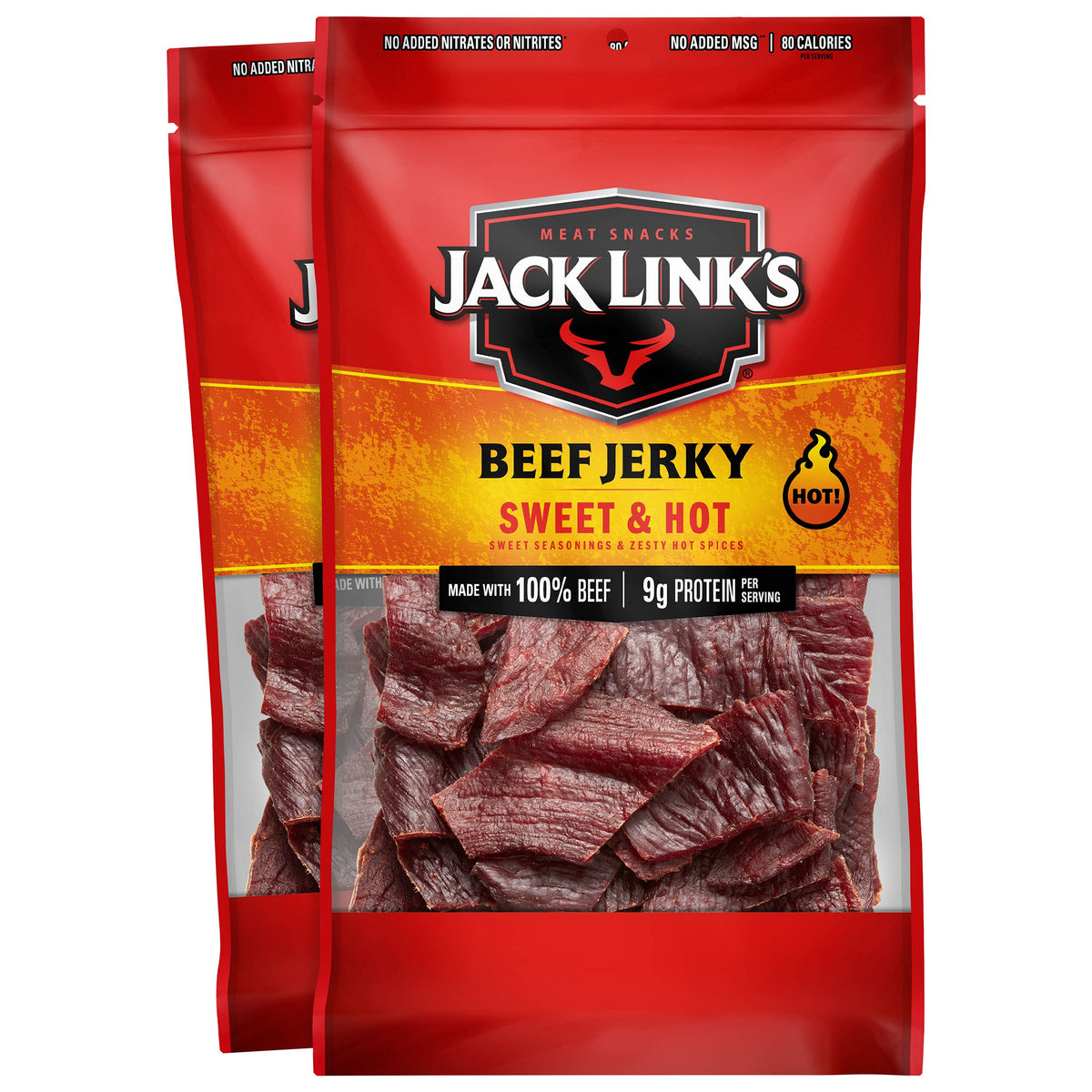 Jack Link's Sweet & Hot Beef Jerky - 2-Pack, 9 oz Bags | 9g Protein per Serving