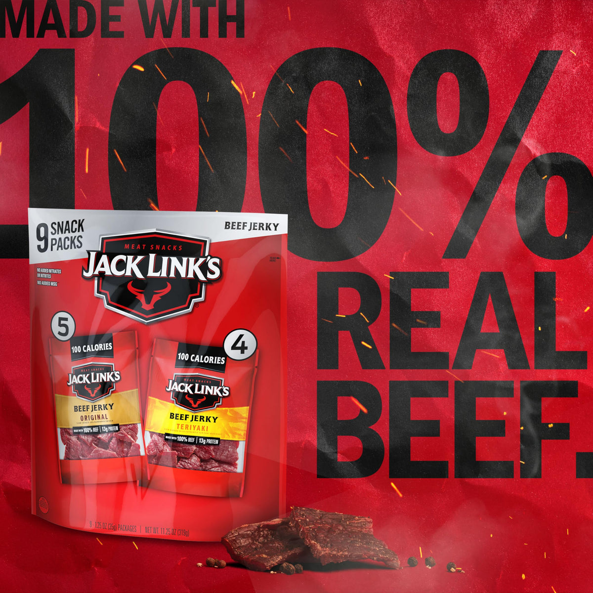 Jack Link's Beef Jerky Variety Pack – Original & Teriyaki, 9 x 1.25 oz Bags