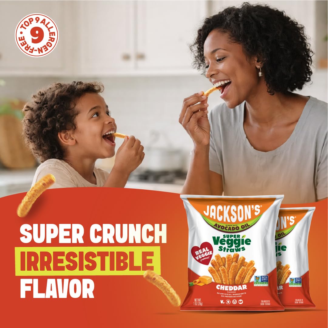 Jackson’s Super Veggie Straws Variety Pack – Gluten Free, Avocado Oil, Ranch Cheddar Sea Salt (18 x 1 oz)