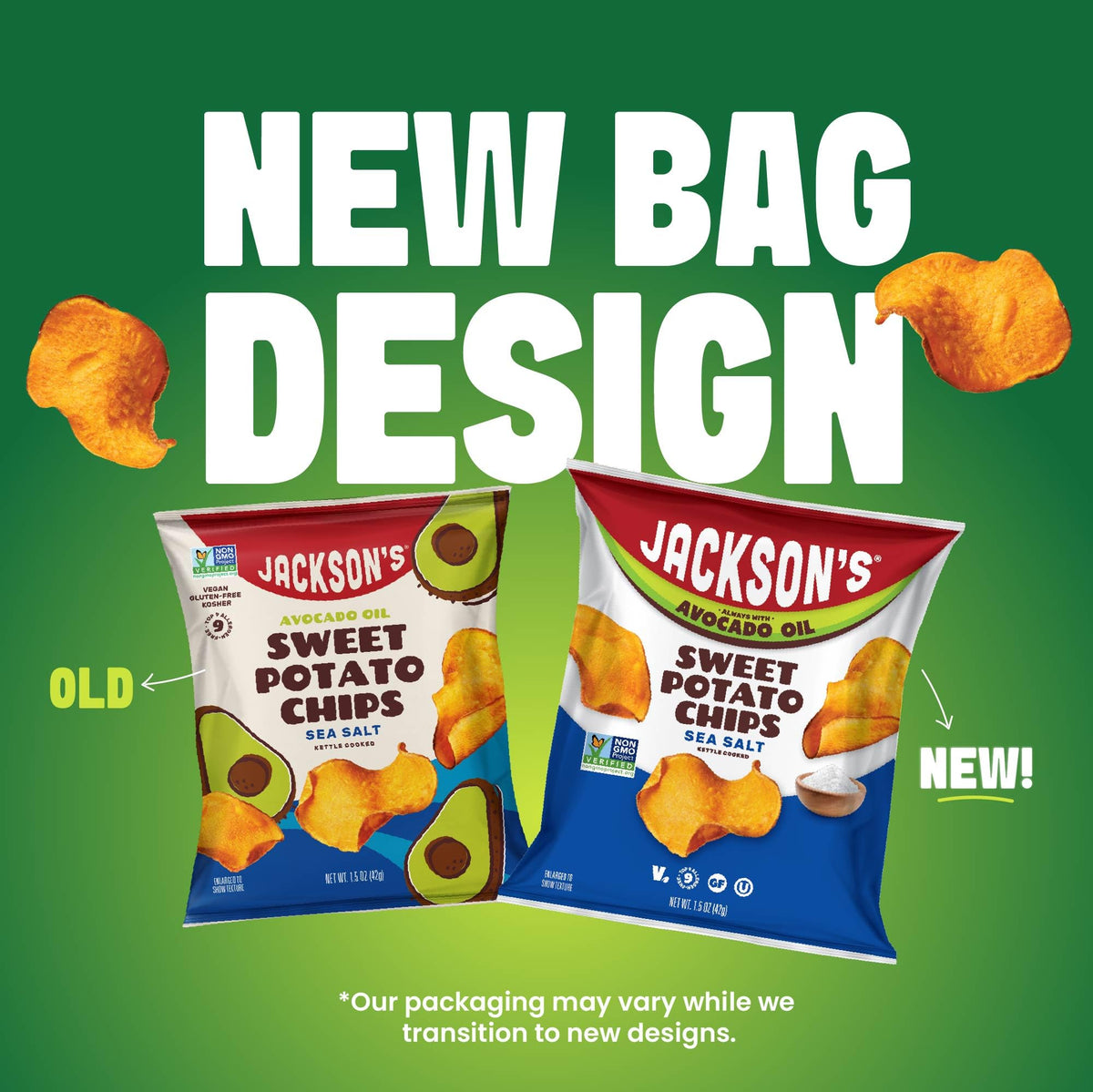 Jackson’s Sweet Potato Kettle Chips with Avocado Oil – Gluten Free, Vegan, Paleo (1.5 oz x10)