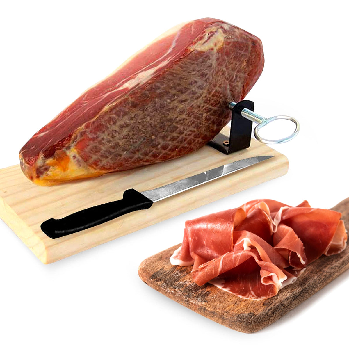Jamonprive Serrano Ham Boneless with Ham Stand – GMO Free & Gluten Free (Approx. 1kg)